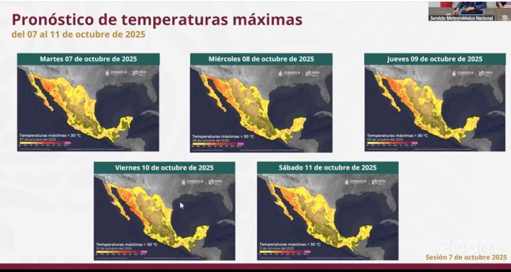 Pronóstico de temperaturas en México del 7 al 11 de octubre. Sinaloa con disminución el fin de semana. SMN