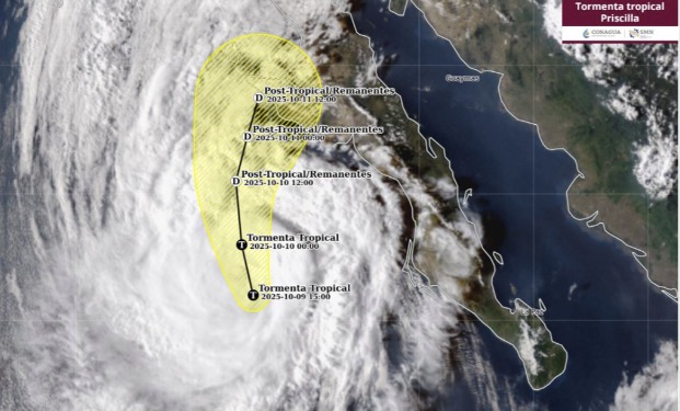 Pronóstico de trayectoria de la tormenta tropical “Priscilla”.