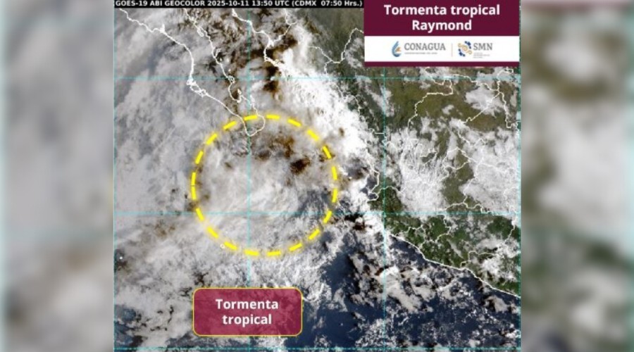 Imagen satelital de la tormenta tropical Raymond