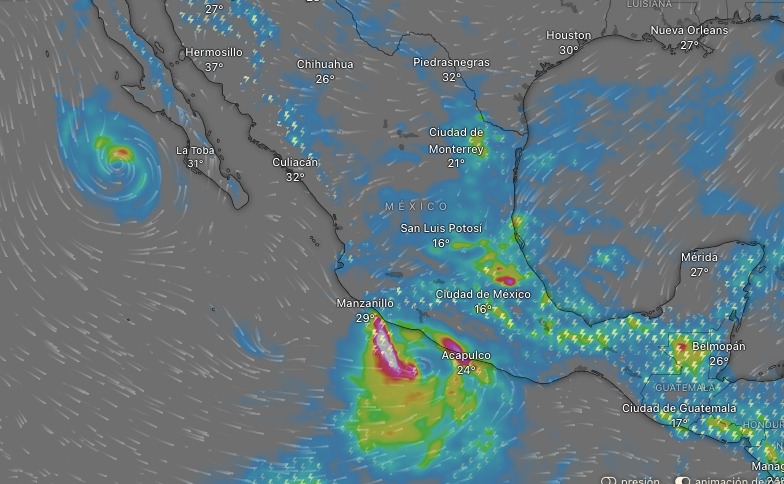 Tormentas tropicales Raymond y Priscila.