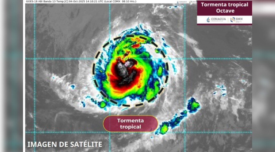 Imagen satelital de la tormena tropical Octave
