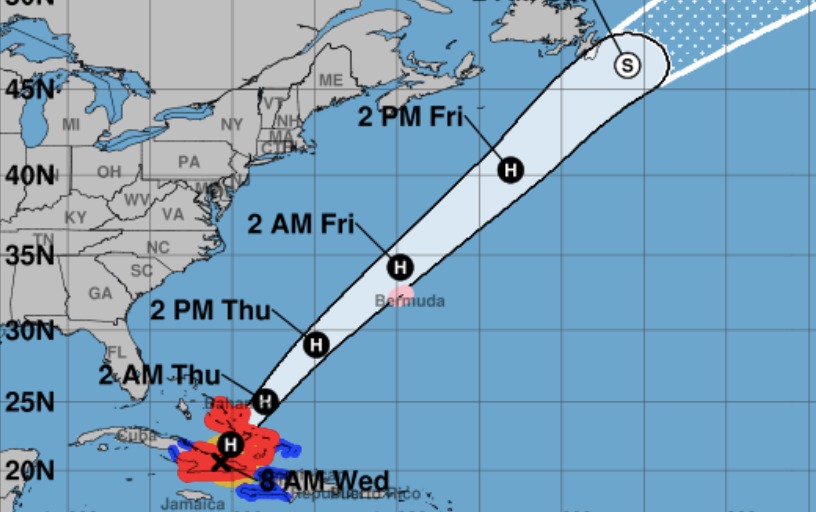 Trayectoria pronóstico del huracán Melissa, al momento en cuba. NHC