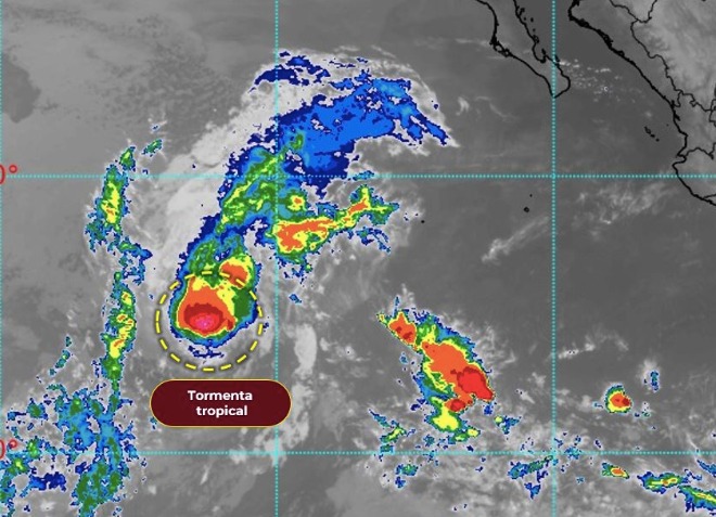 Ubicación actual de la tormenta tropical Sonia en el Pacífico.