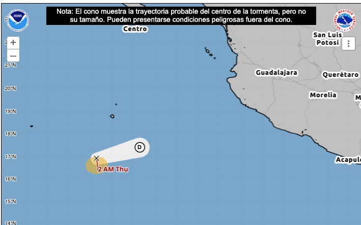 Ubicación de ciclón Octave, a punto de decir adiós. NHC