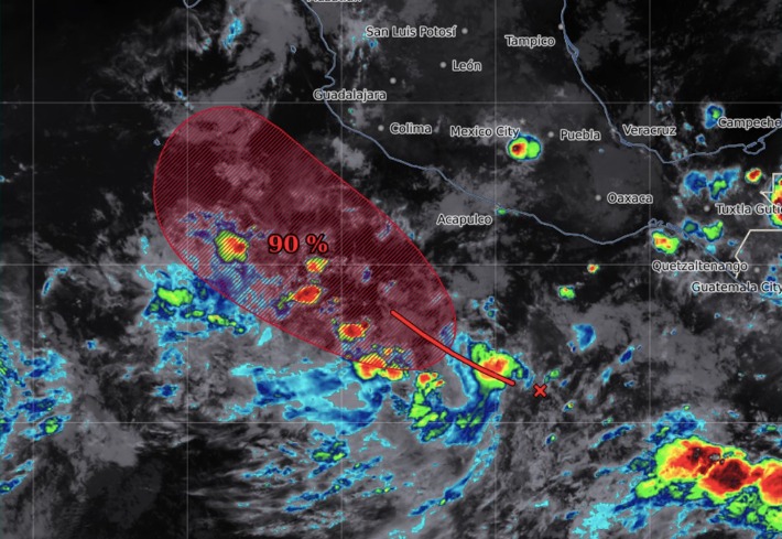 Zona de baja pesión con alta probabilidad ciclónica en siete días. SMN