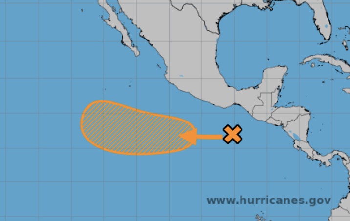 Zona de baja presión con probabilidad ciclónica en el océano Pacífico.