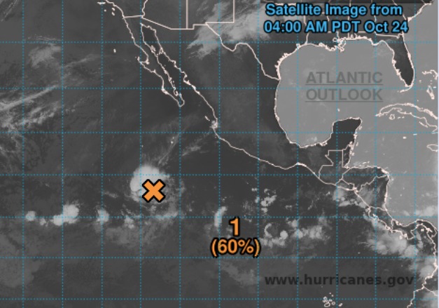 Zona de baja presión activa y con 60 % de probabilidad de formación ciclónica en 48 horas.