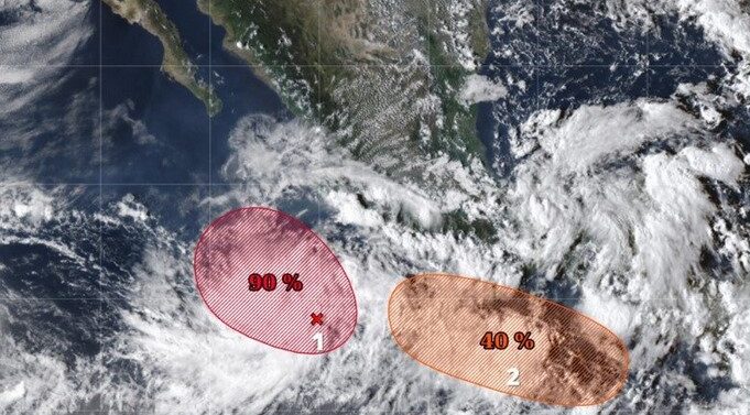 El Pacífico bajo vigilancia: SMN monitorea 2 zonas de baja presión con potencial ciclónico