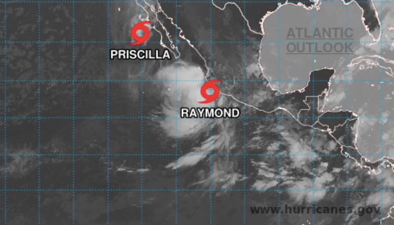 “Raymond” se aproxima a Baja California Sur; “Priscila” sigue frente a la península