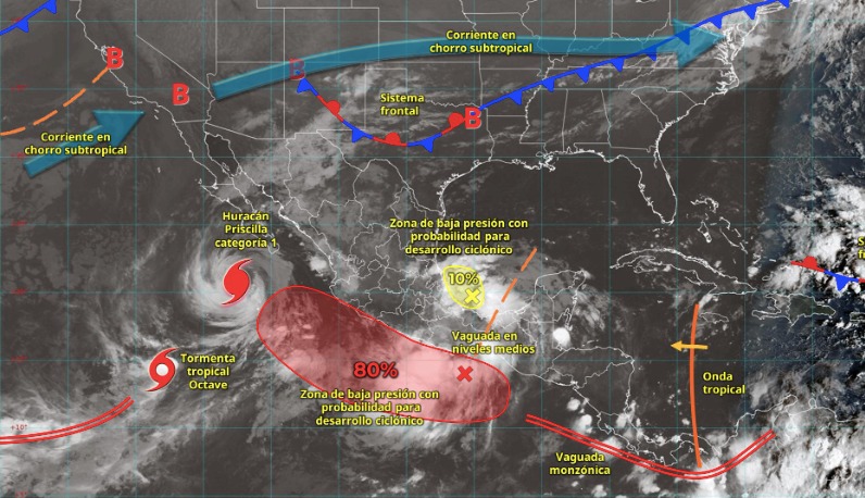 Lluvias provocadas por sistemas ciclónicos en el Pacífico