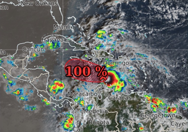 LA tormenta tropical Melissa está a horas de activarse en el mar Caribe. Así marcó el SMN la ubicación de la zona de baja presión a las 5:30 am de este 21 de octubre.