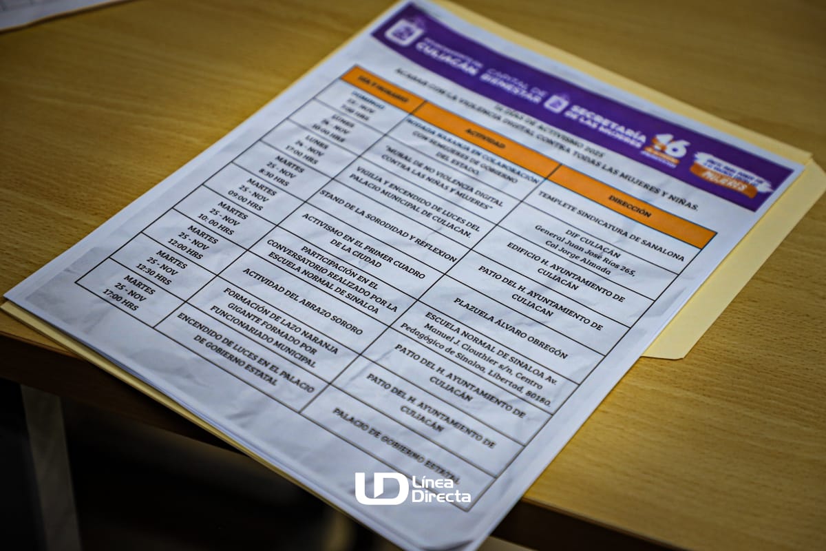 Itinerario de los 16 días de activismo en Culiacán.