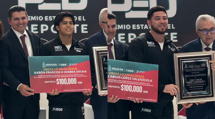 Aarón Ibarra y Luis Carlos López sosteniendo sus reconocimientos