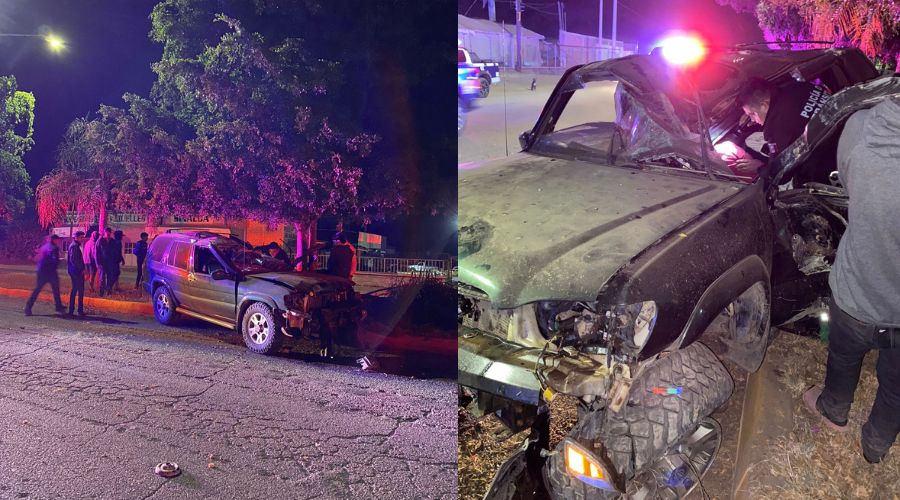 Edición de camioneta negra chocada con la parte frontal golpeada