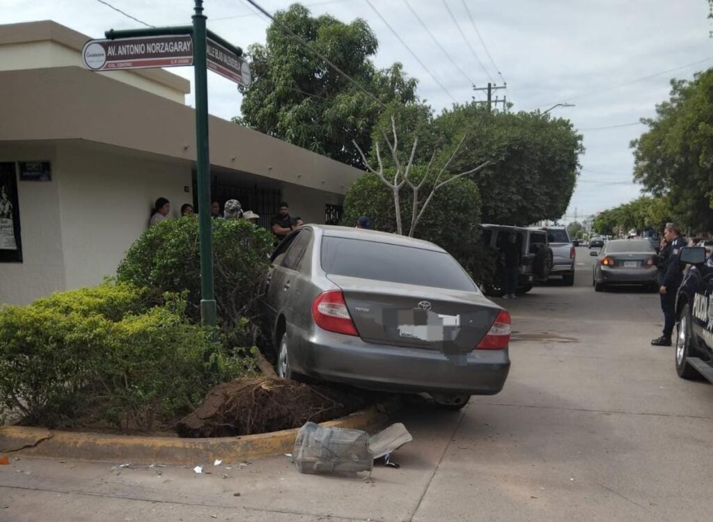 carro arriba en una banqueta