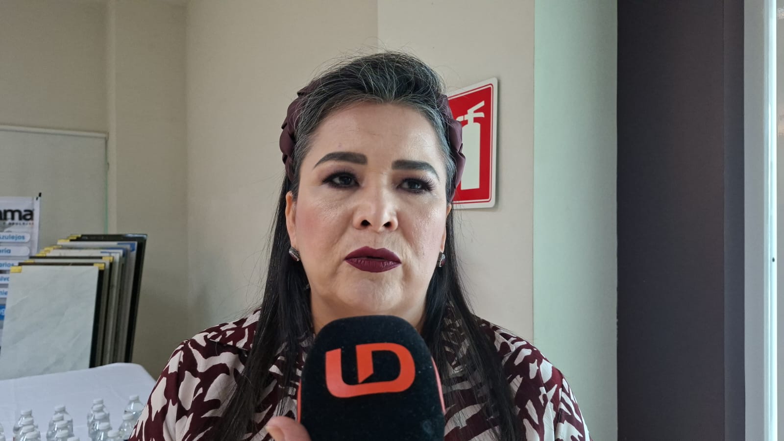 Ana Ayala Leyva con un micrófono de LD