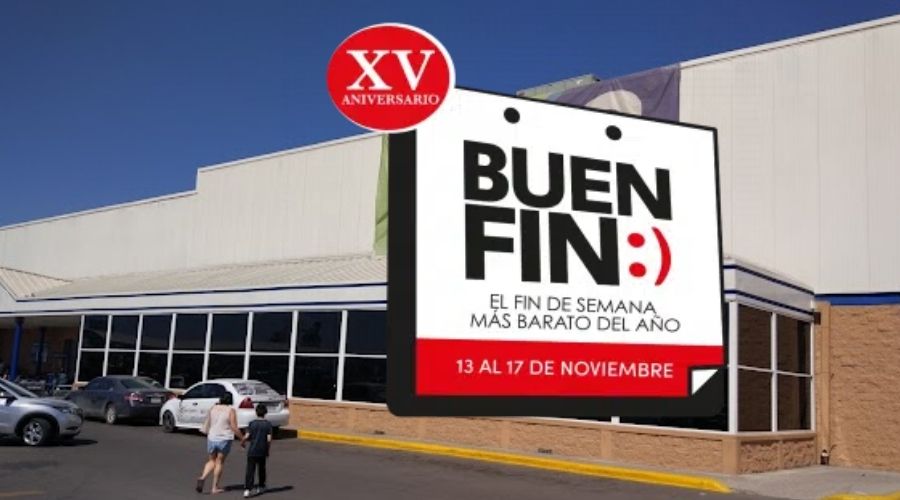 Logo del buen fin 2025 y detrás una tienda departamental