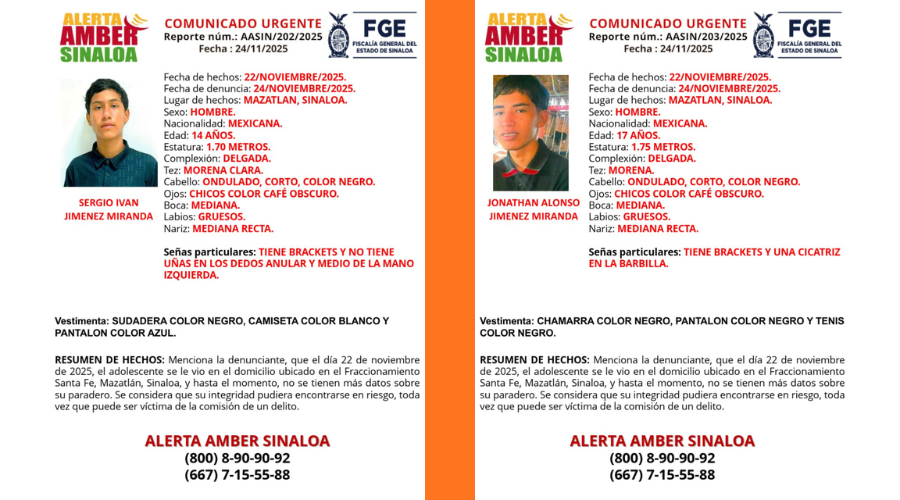 Fichas de búsqueda de Sergio Iván y Jonathan Alonso