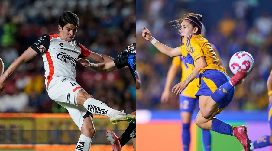 Carlos Orrantia, jugador del Atlas y Lizbeth Ovalle, futbolista de Tigres