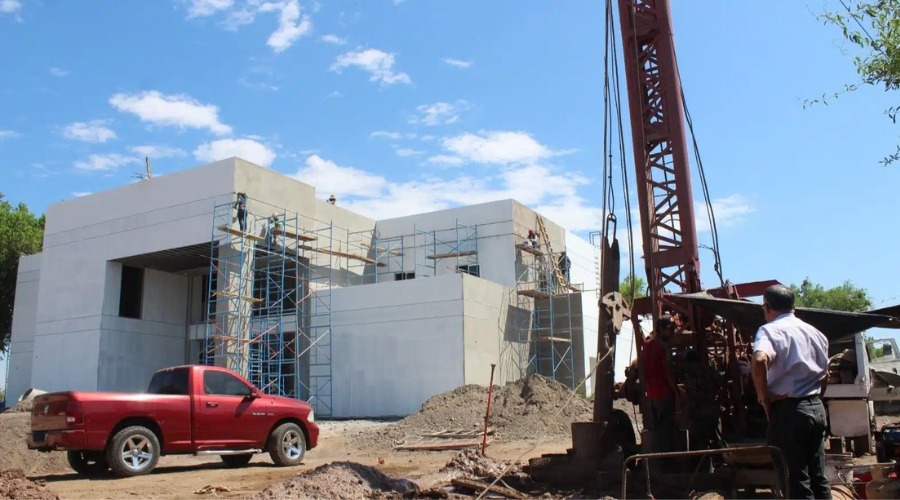 Obra en construcción del Centro de Justicia Penal en Guasave