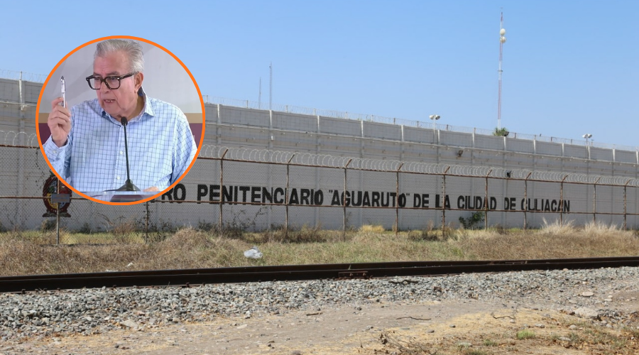 El penal de Aguaruto en grande y en un circulo arriba a la izquierda Rubén Rocha Moya