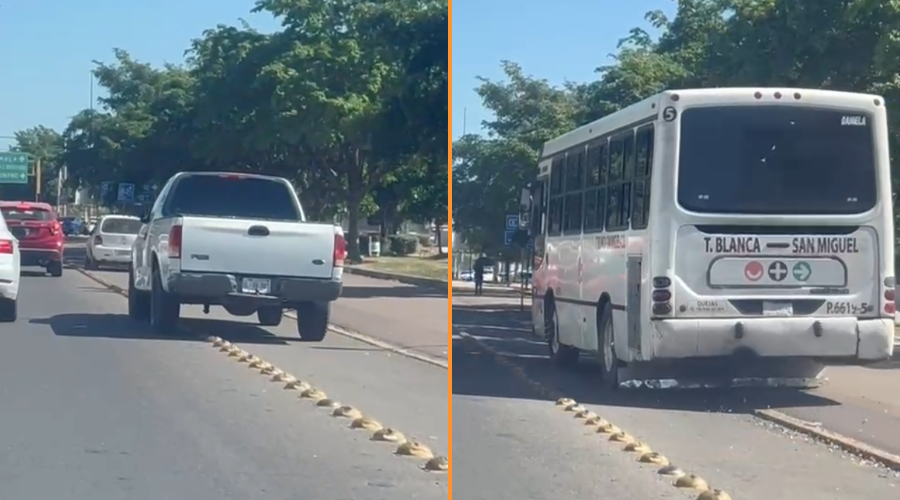 Vehículos circulando por la ciclovía en Culiacán.