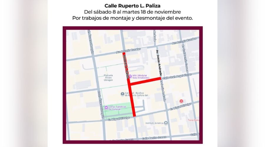 Croquis del Cierre vial en Culiacán