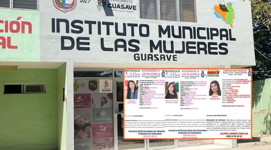 Instituto Municipal de las Mujeres en Guasave junto a fichas de desaparición