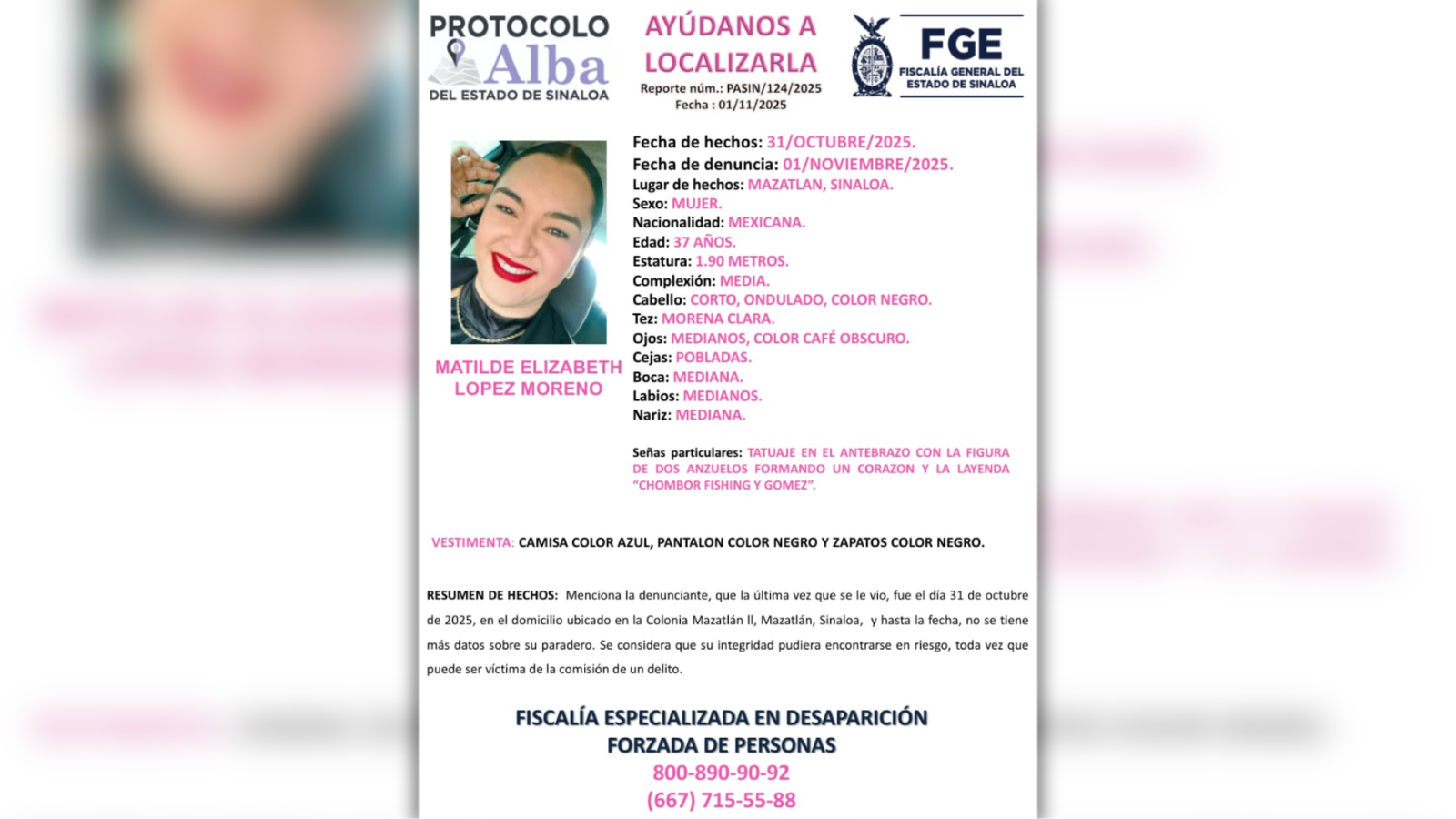 Matilde Elizabeth desapareció la noche del viernes en la colonia Mazatlán dos