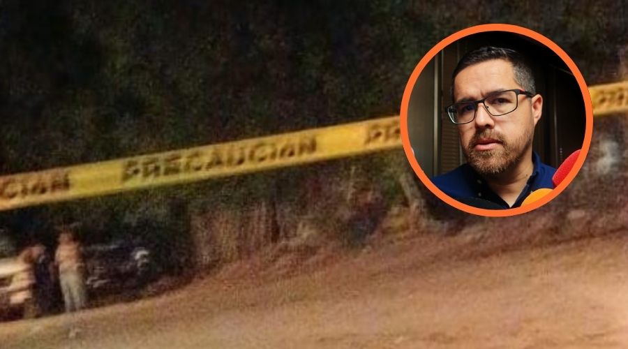Cinta amarilla de precaución junto a Cuitláhuac González Galindo