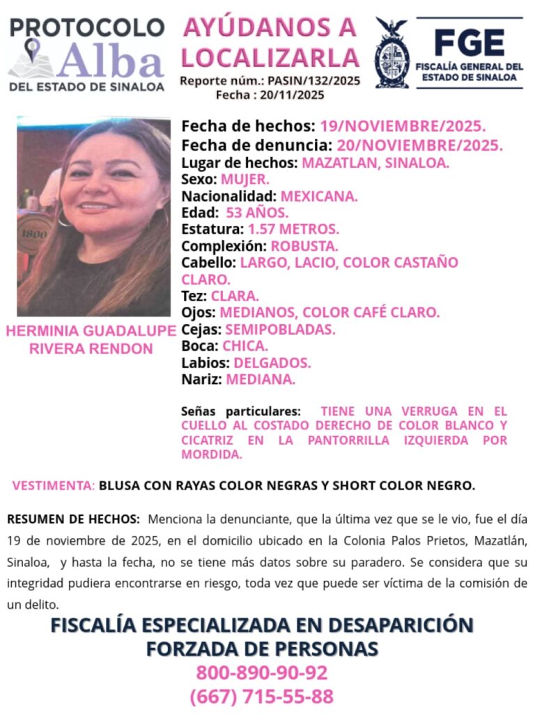 Ficha de búsqueda de Herminia Guadalupe Rivera Rendón