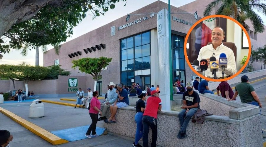 Edición del alcalde de Ahome Antonio Menéndez y de fondo una imagen de la clinica 49 del IMSSLos Mochis