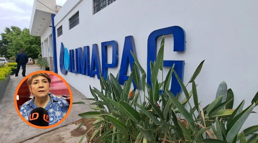 Edición foto del edificio de Jumapag y en un círculo la alcalde de Guasave, Cecilia Ramírez Montoya