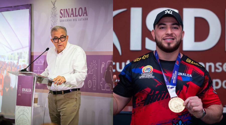 Rocha Moya felicita al sinaloense Luis Carlos López, tras ganar el Premio Nacional del Deporte