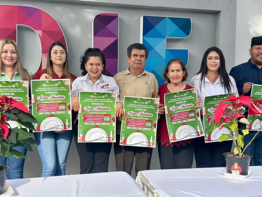 Presentación del flyer para el evento de cena navideña solidaria en Mocorito