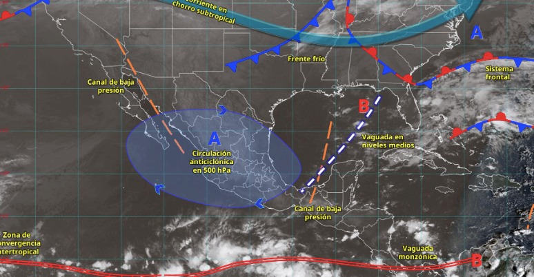 Imagen satelital de los Sistemas meteorológicos activos en México hoy 7 de noviembre del 2025