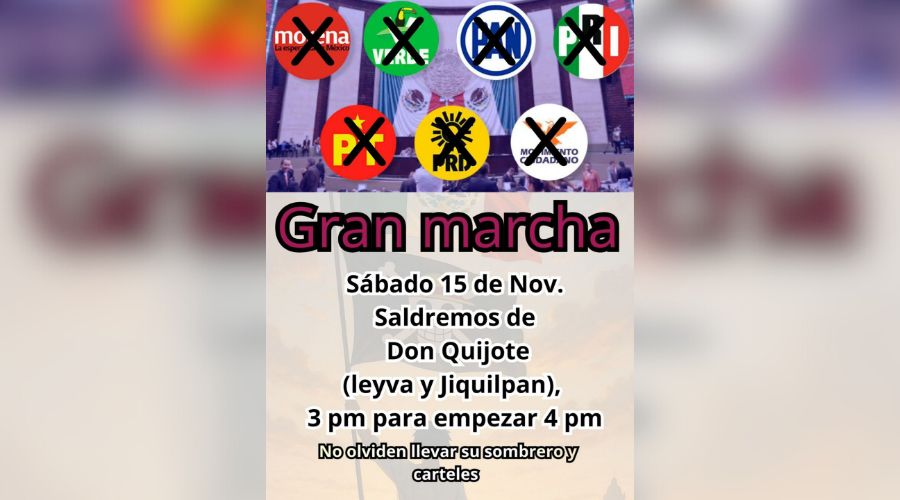 Flyer de la “Gran Marcha Nacional Ciudadana” a la que invitan a jóvenes de Los Mochis
