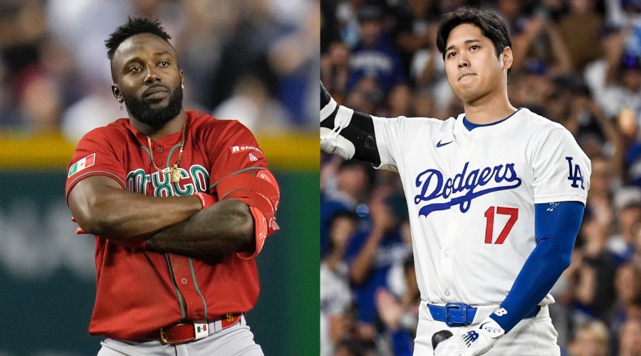 Randy Arozarena con la casa de México en el pasado Clásico Mundial junto a Shohei Ohtani con la casaca de Los Dodgers