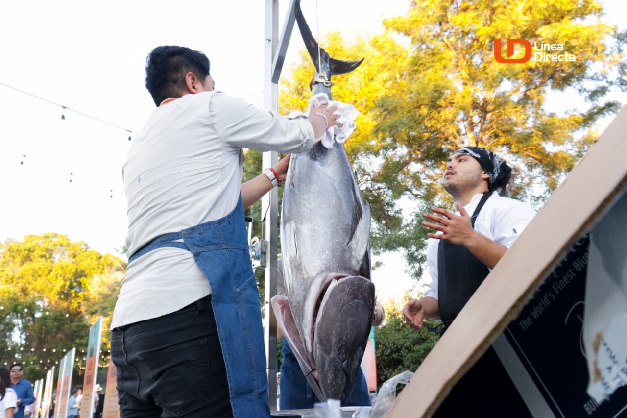 Jóvenes preparan pescado en Los Mochis Culinary Fest