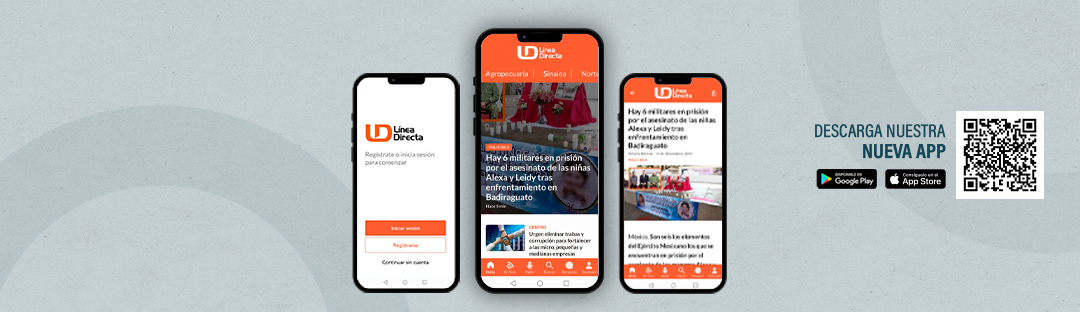 Tres celulares con imágenes de la App de Línea Directa