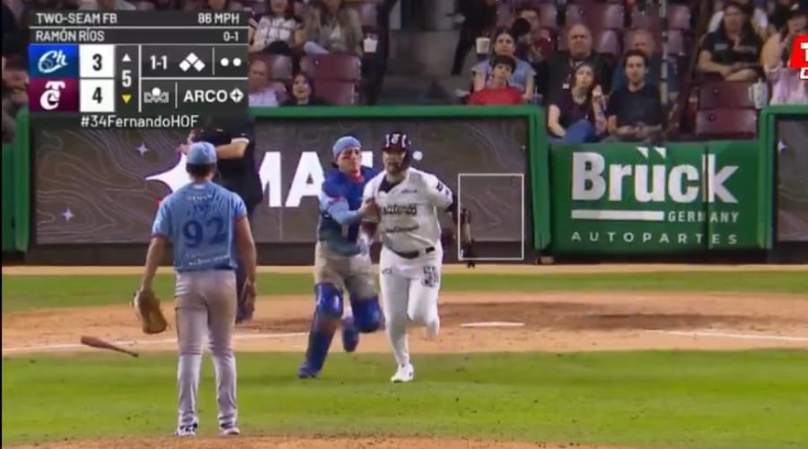 Pleito en juego de Tomateros de Culiacán vs Charros de Jalisco
