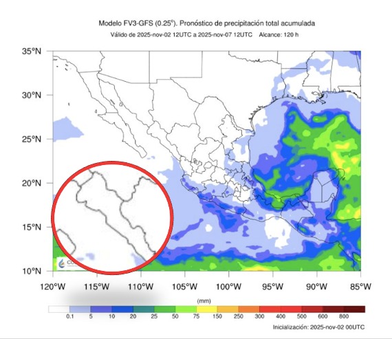 Probabilidad de lluvias a cinco días en Sinaloa, SMN