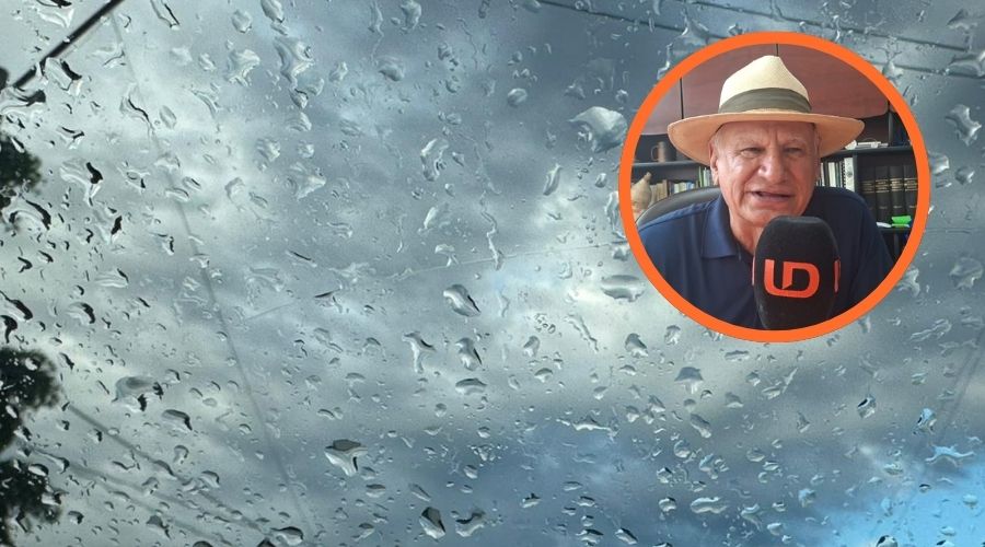 Gotas de lluvia en un cristal junto a Francisco Javier Orduño Cota, gerente de JLSVVF