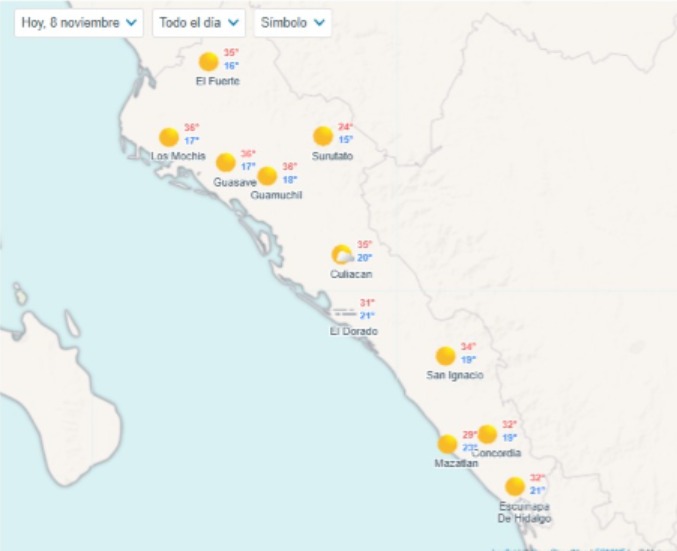 Pronóstico de temperaturas máximas y mínimas en diferentes regiones de Sinaloa