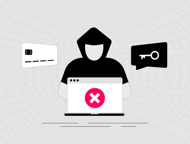 Vector que simula una persona en una computadora navegando en internet