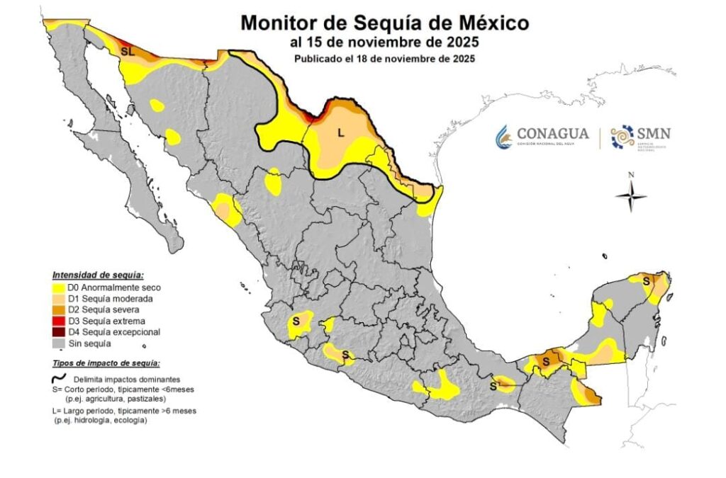 Mapa de sequía en Sinaloa