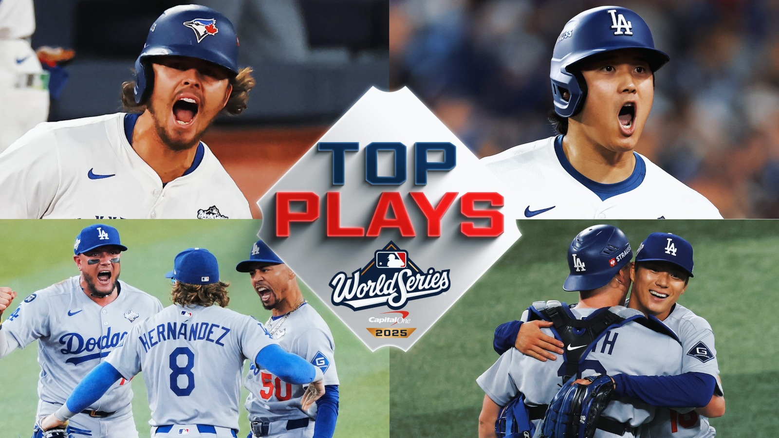Cuatro imágenes de momentos destacados en la Serie Mundial de MLB