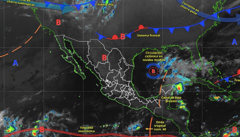 Imagen satelital de los Sistemas meteorológicos activos en México hoy 6 de noviembre del 2025