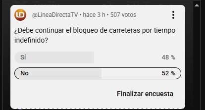 sondeo de Línea Directa sobre los bloqueos de carreteras