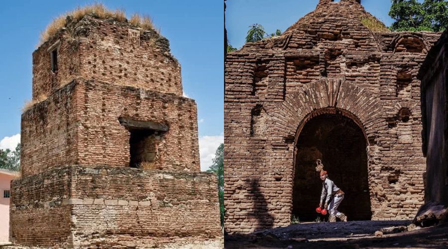 Imagenes del Templo Jesuita de Sinaloa de Leyva, en la segunda imagen aparece una persona realizando una danza tradicional